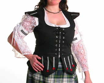 Lady's embroidered Onora Bodice / Vest for Highland Games, Scottish Festivals