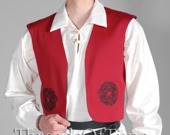 Short Vest, handmade, with Celtic knotwork for Faire, LARP or Scottish Highland Games.