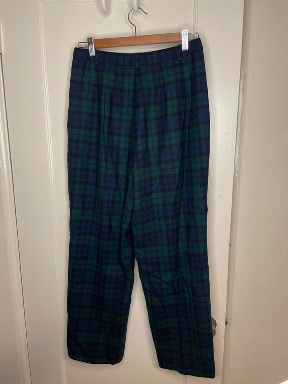 Waist 28-30 Pendleton blue and green tartan trous… - image 2