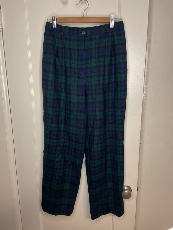 Waist 28-30 Pendleton blue and green tartan trous… - image 1