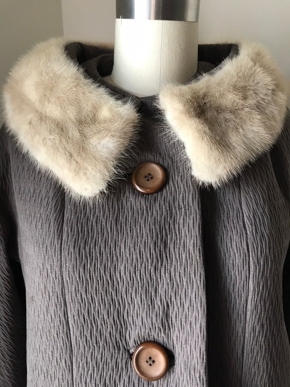 fabulous 1960s wool winter coat with real fur col… - image 3