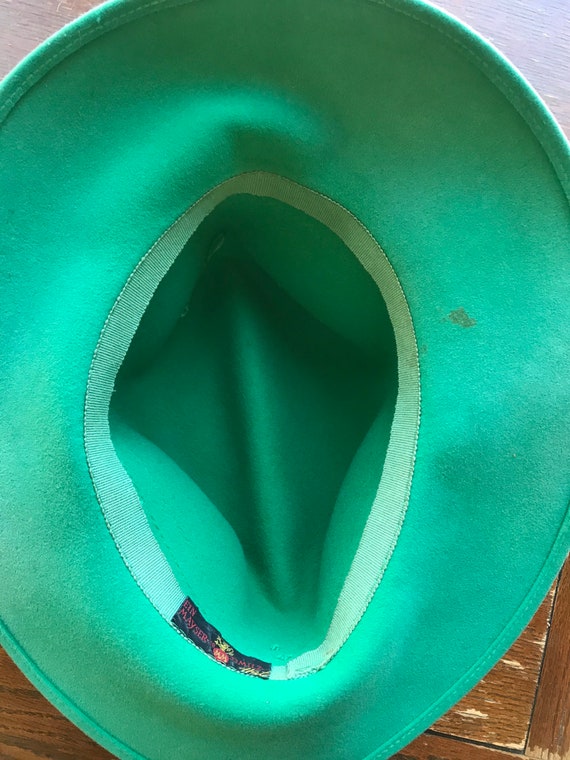 mint phthalo green soft felt wide brim hat embroi… - image 7
