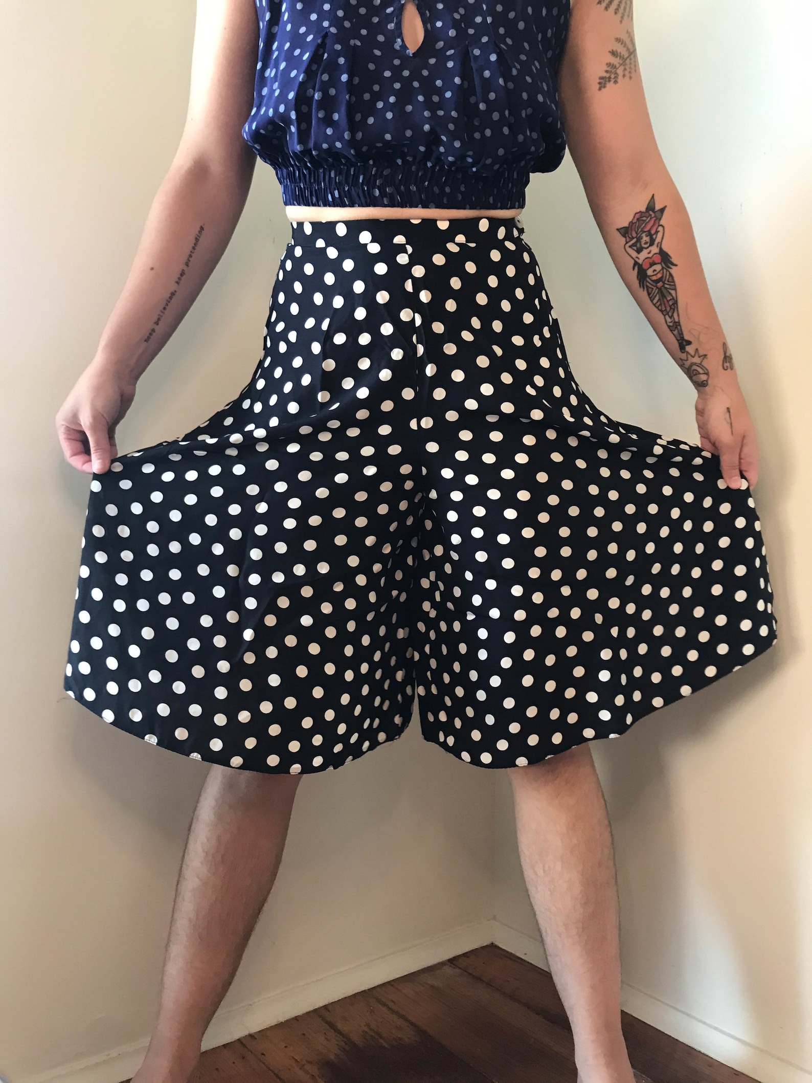 Black & white polka dot culotte shorts 25 inch waist Etsy