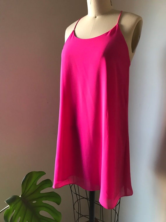 hot pink shift mini dress size small spaghetti str