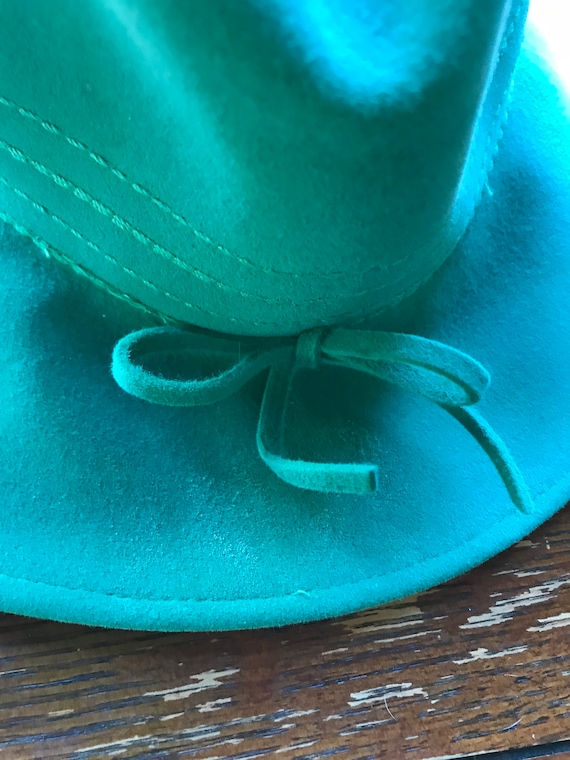 mint phthalo green soft felt wide brim hat embroi… - image 9