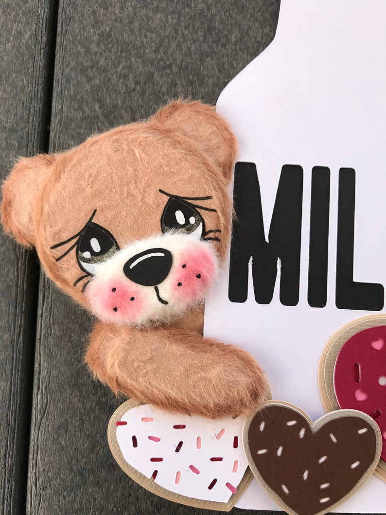 Ephemera Cookies and Milk Premade Paper Piecing Tear Bear Card Making Scrapbooking Missy/'s Creations Christmas Embellishment