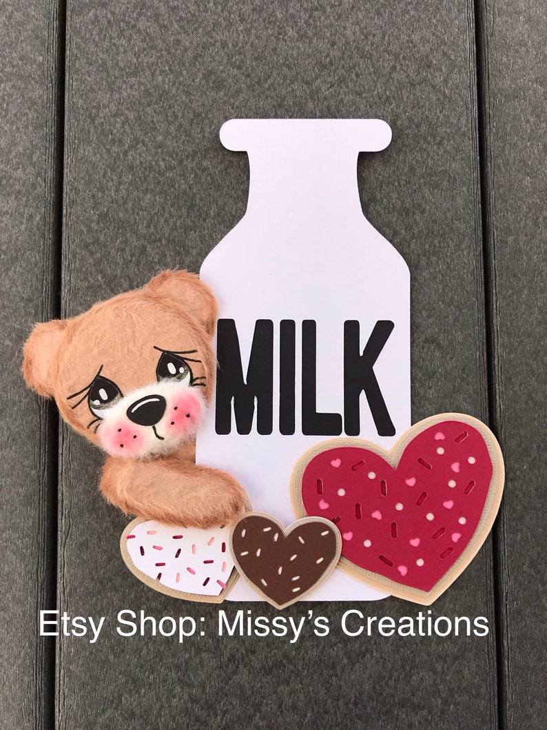 Ephemera Cookies and Milk Premade Paper Piecing Tear Bear Card Making Scrapbooking Missy/'s Creations Christmas Embellishment