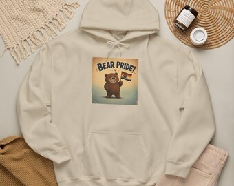 Smiling Bear with Bear Pride Flag Hoodie | LGBTQ+ Bear Pride