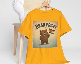 Smiling Bear with Bear Pride Flag T-Shirt | LGBTQ+ Bear Pride Tee