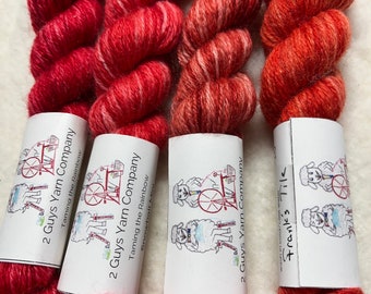 100 yards mini skeins - BFL/Nylon - Red Love color bundle