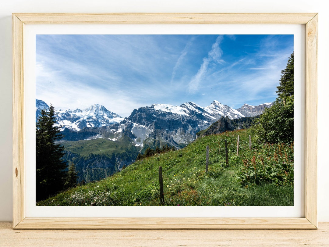 Tableau Alpes Suisses Sur Lac - Impression Sur Toile, Plusieurs Formats, Encadré