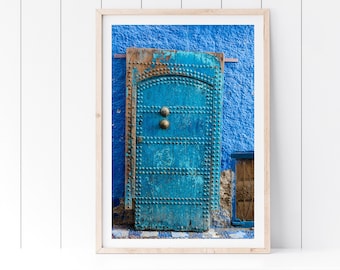 Chefchaouen Blue Door Print, Morocco Alleyway Art