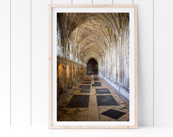 Gloucester Cathedral Print | Gothic Hallway, England Architecture