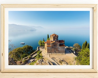 Lake Ohrid Church Print, North Macedonia Scenic Photography
