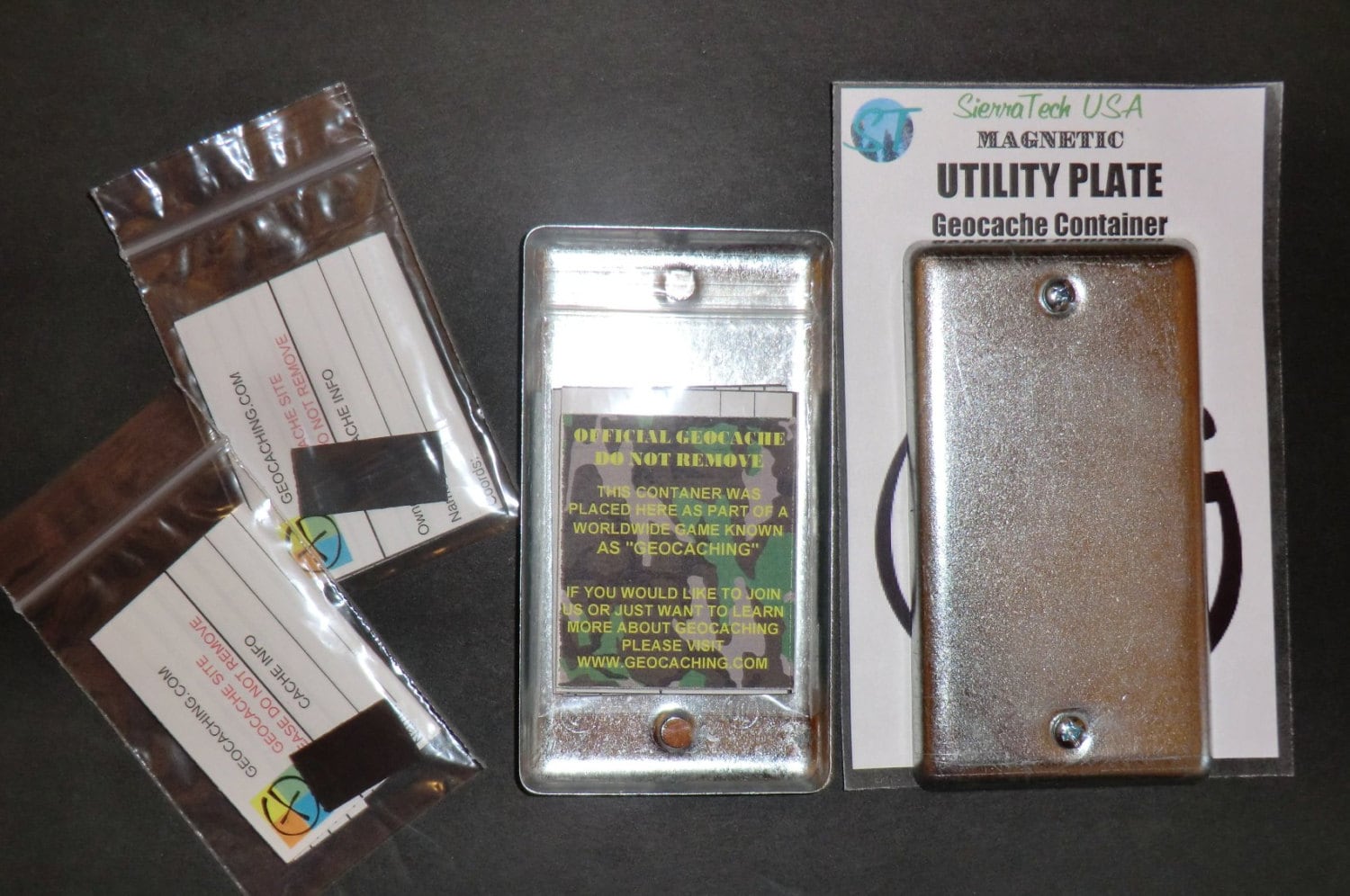 2 Utility Electrical Plate Geocache Containers. Great for Urban Cache Hides! Includes Rite in the Rain Waterproof Logs