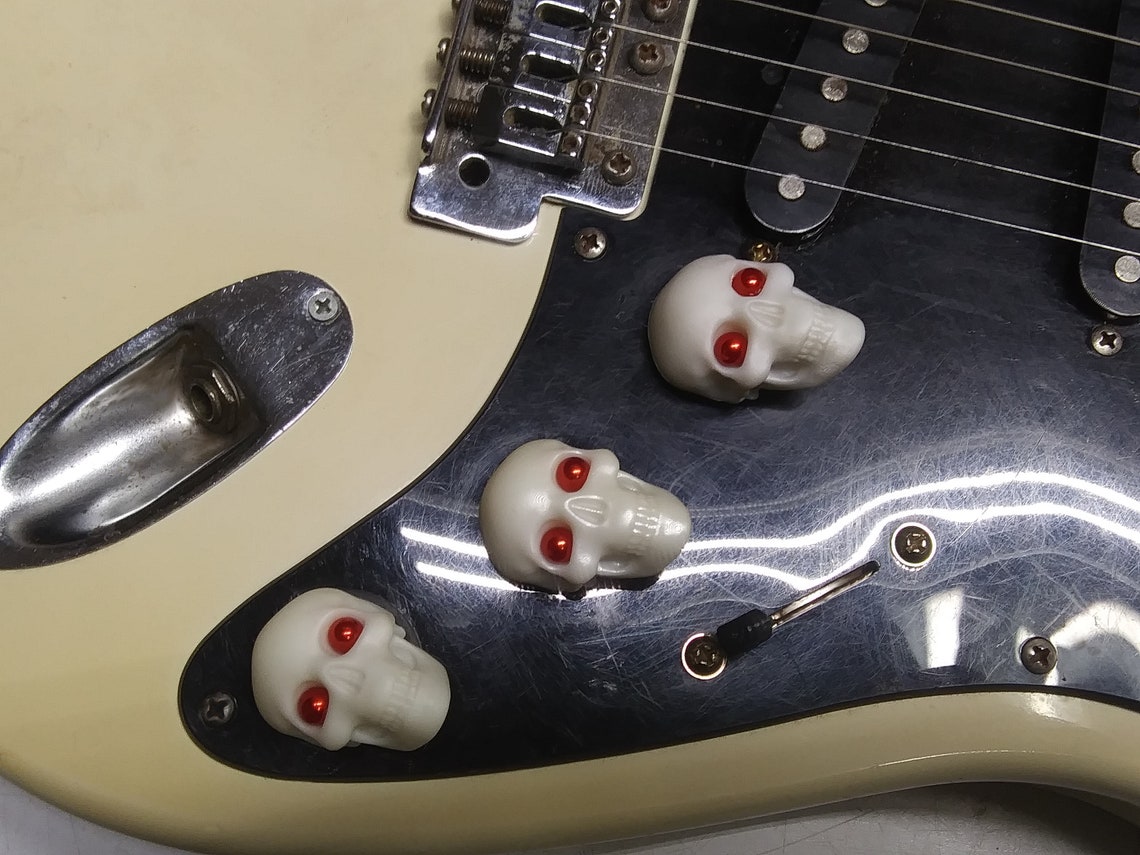 Skull String Instrument Human Skull Guitar Volume/tone Instrument Knobs, Solid Resin, Set of 3 ...