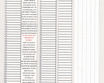 48+ Geocaching Bison Micro & Nano Rite in the Rain Logs - Geocache - Cache Notes