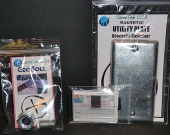 Geocache Containers  Nano bolt / Utility Electrical Plate cache containers - Geocaching Plate and GeoBolt combo.