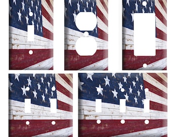 Rustic American Flag Country Americana Decor Decorative Light Switch Cover Wall Plate