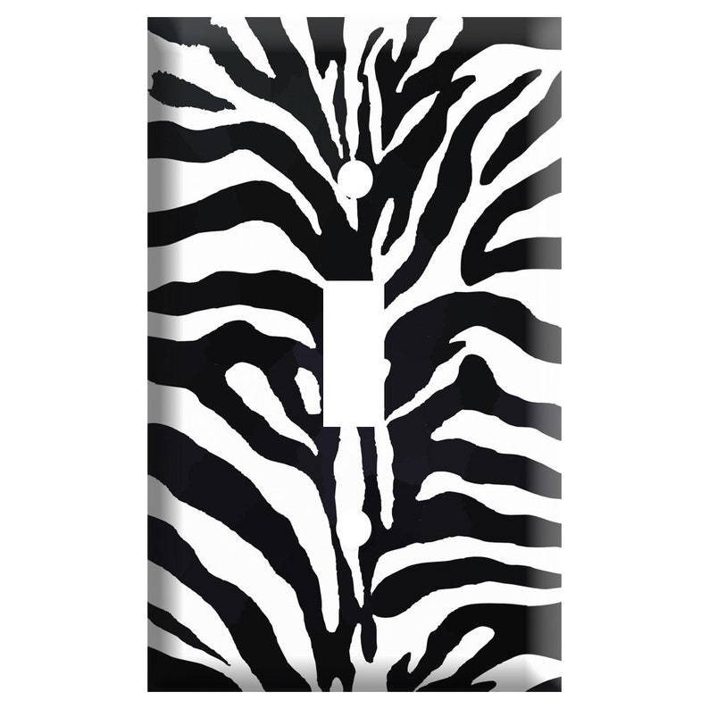 2 Gang Toggle Single Toggle switch GFCI Rocker Black and white zebra print Decorative Plastic Light Switch Cover Plate Outlet