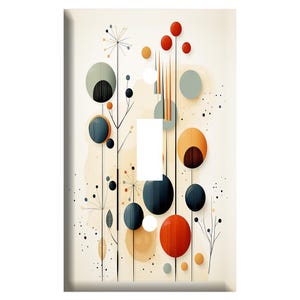 Mid Century Modern Pattern, Dots and Lines - Decorative Plastic Light Switch Cover Plate