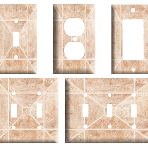 Stone tile look design(not actual tile), Plastic Light Switch Cover Plate, Single Toggle switch, Outlet, GFCI Rocker, Toggle
