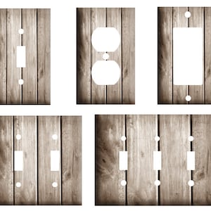 Rustic Gray Barnwood (not actual wood) design | Decorative Plastic Light Cover Plate, Toggle switch, Outlet, GFCI Rocker, 2 Gang Toggle