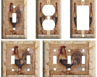 Rooster kitchen design, Light Switch Cover Plate, Single Toggle or Dimmer Switch, Outlet, GFCI Rocker, 2 Gang Toggle