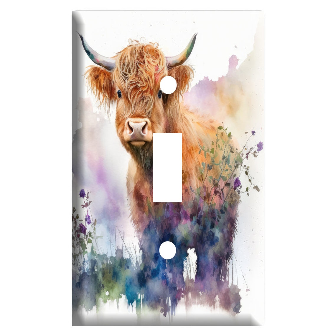 Cow Toggle Highland Cow Watercolor Light Switch Cover Plate, Single Toggle or ...
