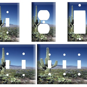 Southwest Cactus, Desert Landscape,  Decorative Light Switch Cover Plate, Single Toggle switch, Outlet, GFCI Rocker, 2 Gang Toggle