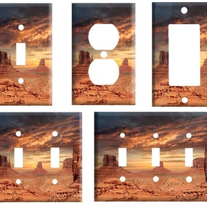 Desert Sunset Landscape, Decorative Light Switch Cover Plate, Single Toggle switch, Outlet, GFCI Rocker, 2 Gang Toggle
