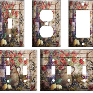 Tuscan painted tile design(not actual tile), Light Switch Cover Plate, Single Toggle or Dimmer Switch, Outlet, GFCI Rocker, 2 Gang Toggle