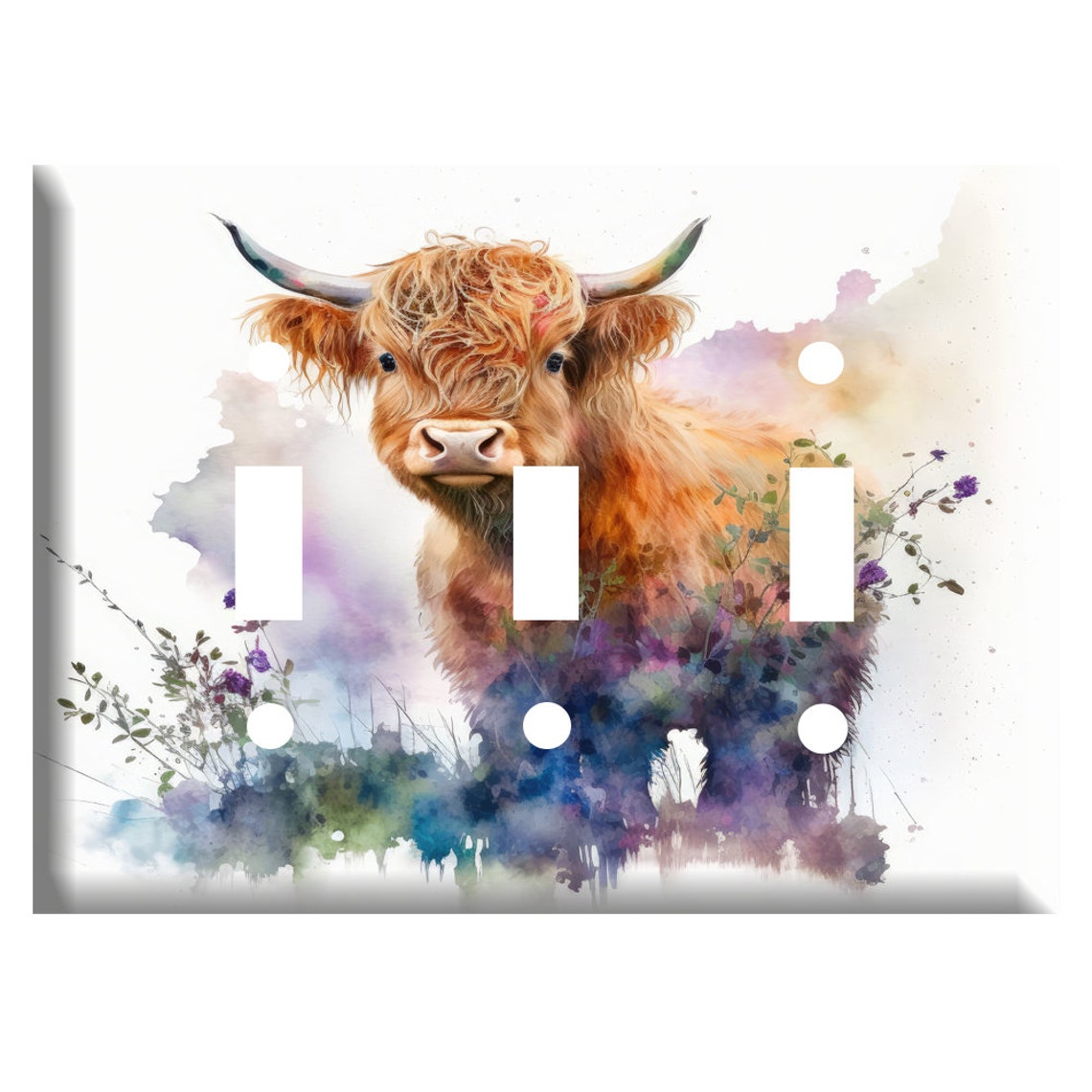 Cow Toggle Highland Cow Watercolor Light Switch Cover Plate, Single Toggle or ...
