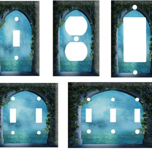 Fantasy stone window, Light Switch Cover Plate, Single Toggle or Dimmer Switch, Outlet, GFCI Rocker, 2 Gang Toggle