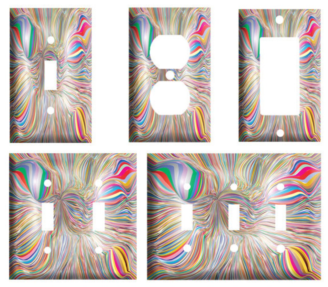 Pattern For Color Switch Abstract Rainbow Swirl Pattern, Decorative Light Switch Cover Plate ...