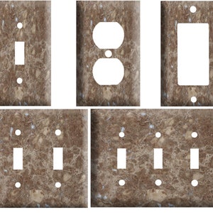 Marble brown design(not actual marble), Decorative Plastic Light Switch Cover Plate, Single Toggle switch, Outlet, GFCI Rocker, Toggle