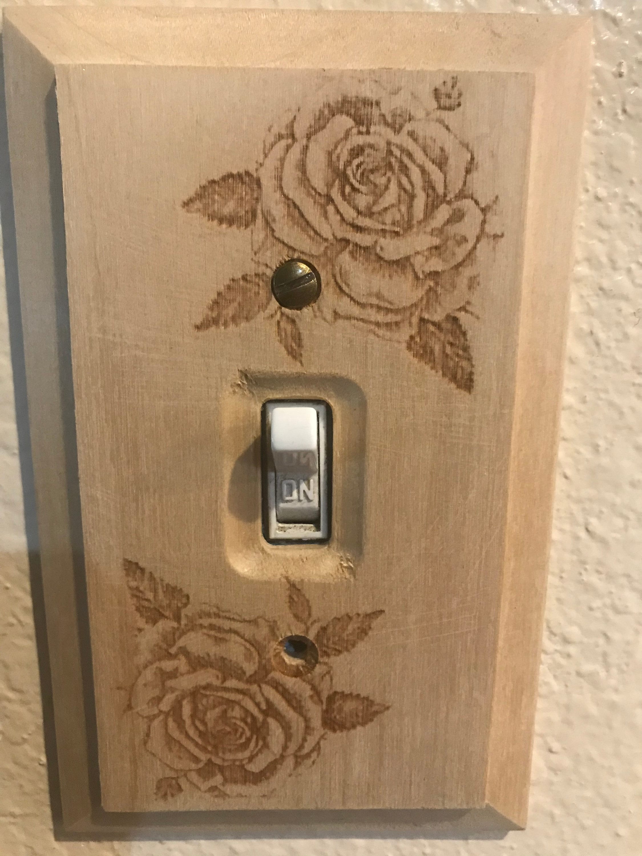 Handmade Engraved Wood Single Toggle Light Switch Cover Plate Etsy