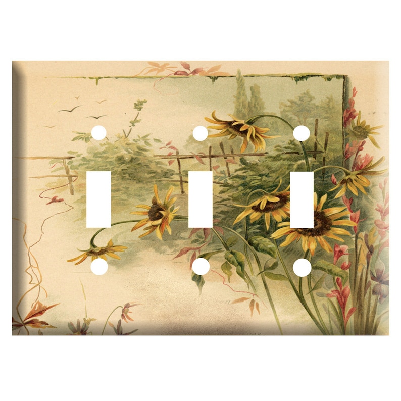 Vintage Sunflowers Cottagecore, Light Switch Cover Plate, Single Toggle ...