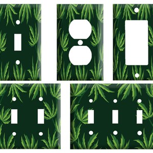 Marijuana leaves 3 design, Decorative Plastic Light Switch Cover Plate, Single Toggle switch, Outlet, GFCI Rocker, Toggle