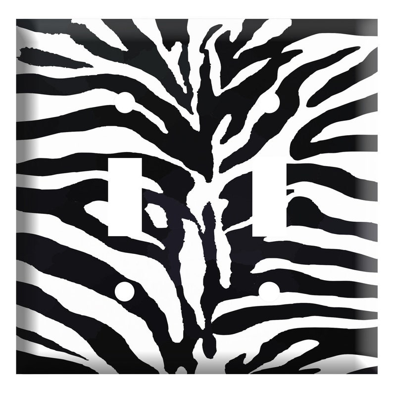2 Gang Toggle Single Toggle switch GFCI Rocker Black and white zebra print Decorative Plastic Light Switch Cover Plate Outlet