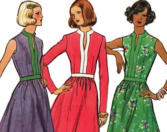 Vogue 1017 Sewing Pattern, 70s Dress in 2 Lengths - UNCUT