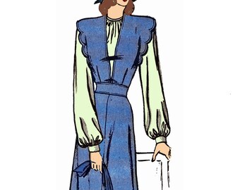 1940s Scalloped Jumper & Blouse Sewing Pattern, Butterick 3949 -  UNCUT