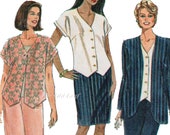 Womens Plus Size Pattern - Vest Hem Top, No-Button Jacket, Pull On Pants & Skirt, Easy Simplicity 7419 - UNCUT