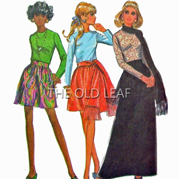 60s Skirt Pattern, Mini or Maxi with Top & Scarf, McCalls 2196