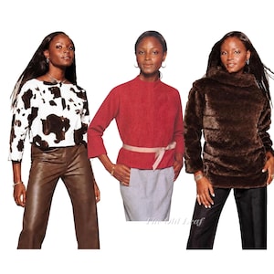 Faux Fur Tunic Pattern + Cowl Neck Top, Funnel Pullover: Vogue 2470