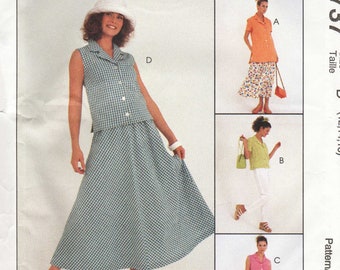 Misses Sewing Pattern McCalls 8737 Separates - Tunic Top, Gathered Skirt, Pull On Pants - Size 12 14 16 Bust 34 36 38 UNCUT