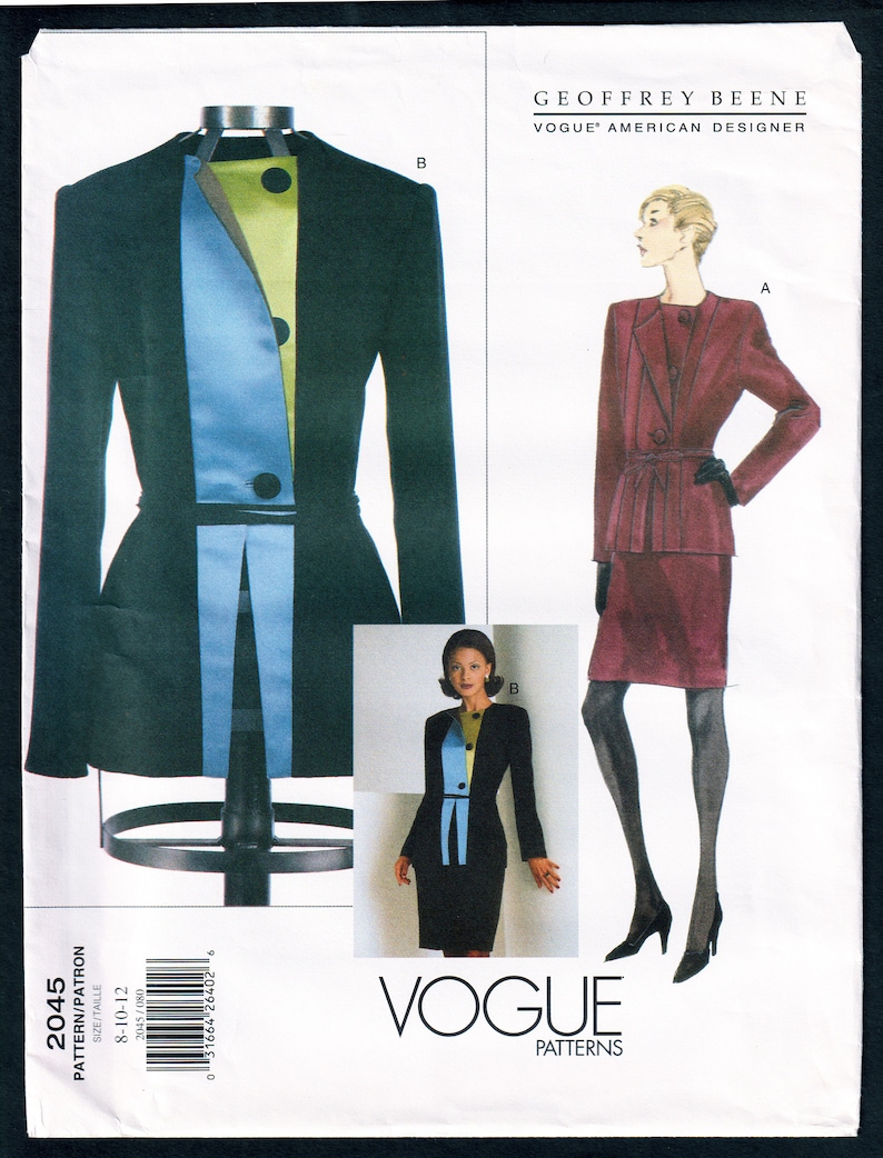 Two Piece Dress Sewing Pattern Asymmetric Contrast Jacket Top