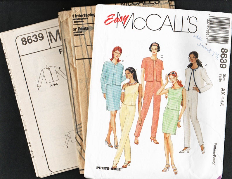 Easy Sewing Pattern Pantsuit & Skirt Suit, Mccalls 8639, UNCUT Etsy