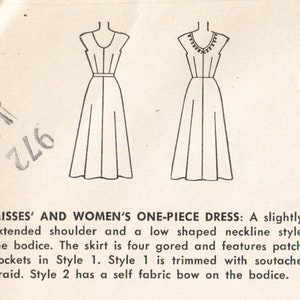 1950s Dress Pattern with Optional Bias Skirt or Soutache Trim, Easy Simplicity 3586, UNCUT image 3