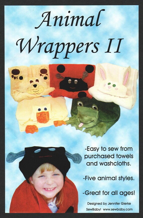 Sewing Pattern for Animal Hooded Towel Bear Ladybug Bunny Etsy